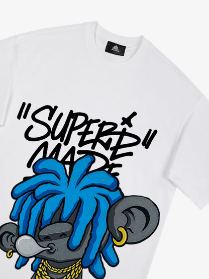 Thesupermade Graffiti Trend Blue Dreadlock Boy T-shirt 