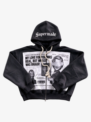 Photo Collage Graphic Zip Hoodie & Wide-Leg Sweatpants Set