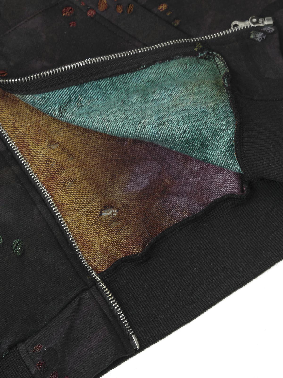 Thesupermade Washed Distressed Zipper Hooded Jacket 