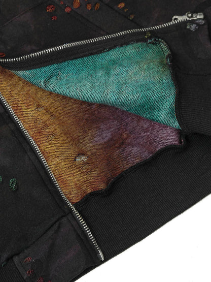 Thesupermade Washed Distressed Zipper Hooded Jacket 