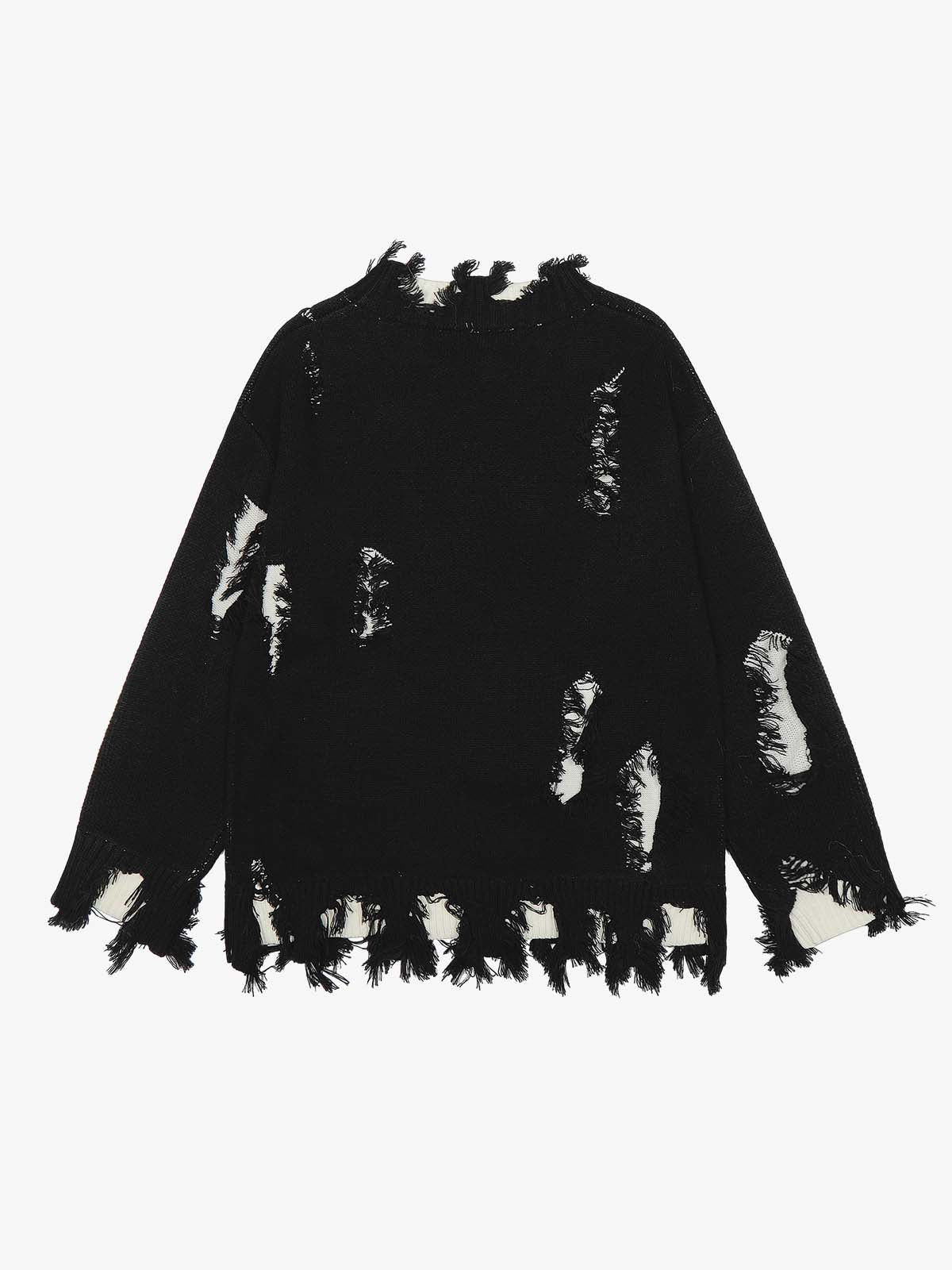 Distressed Photo Patch Oversized Knit Sweater