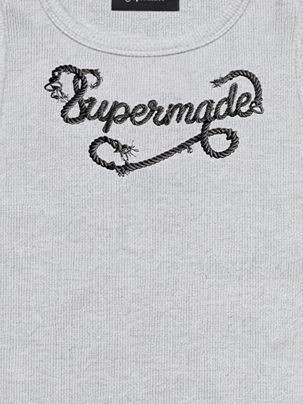 Cotton-blend black, white and gray vest with scorpion embroidered logo and deformed logo print 