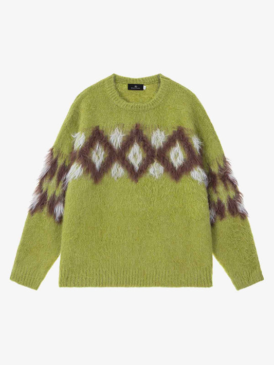 Cozy Knit Sweater with Geometric Pattern for Fall and Winter 