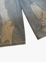 Skull Graphic Distressed Baggy Jeans