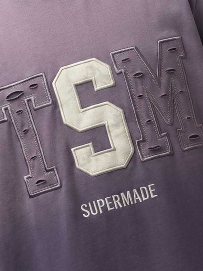 Distressed Appliqué Mud-Wash T-Shirt 