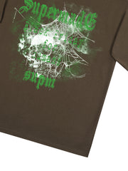 Gothic Skull Spiderweb Graphic T-Shirt 