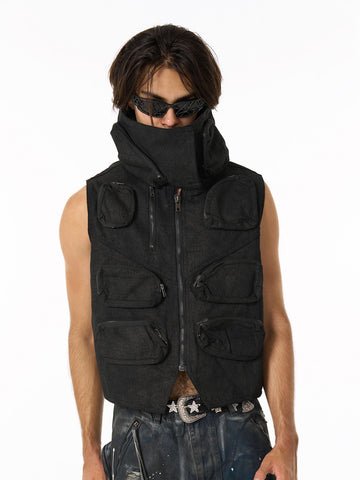 Heavy-Duty Multi-Pocket Multi-Zipper Vest 
