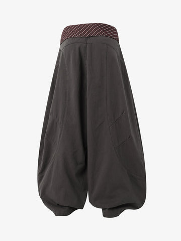 Sash-Belt Curved Balloon Pants 