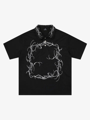 Thorn-Wreath Graphic Polo Shirt 