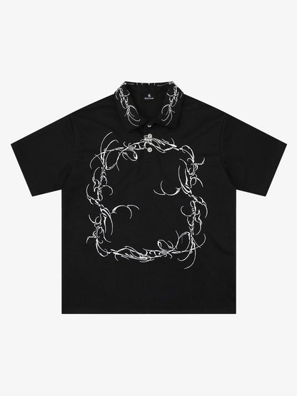 Thorn-Wreath Graphic Polo Shirt 