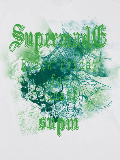 THE SUPERMADE Black Friday Gothic Skull Spiderweb Graphic T-Shirt 