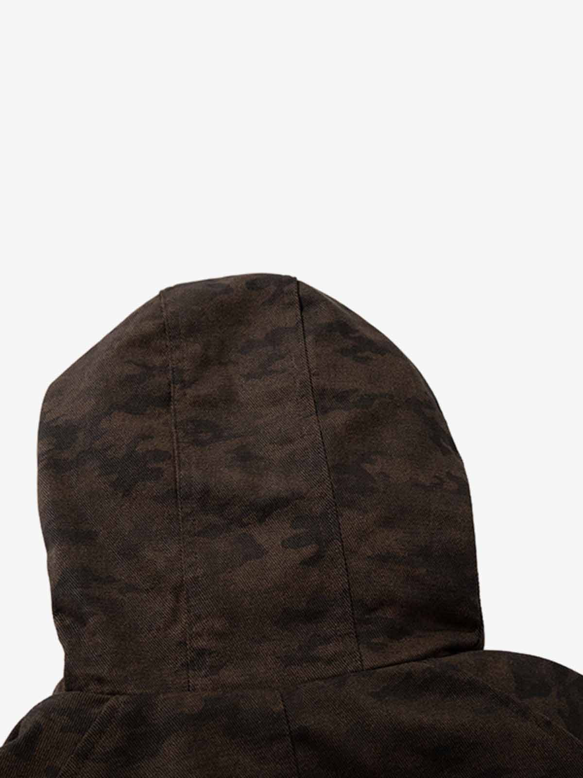 Camouflage Print Detachable Fur Hood Bomber Jacket 