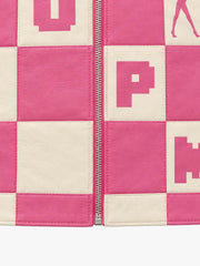 Paneled Multi-Zip Cropped Leather Jacket