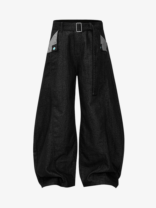 Stylish Wide-Leg Denim Trousers with Unique Side Pockets for Modern Fashionistas 