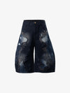 Embroidered Distressed Frayed-Hem Denim Shorts