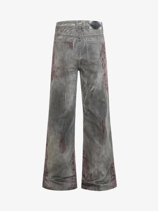 Distressed Vintage Wash Wide Leg Denim Jeans