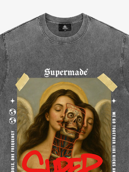 Angel and Demon Struggle Graphic T-shirt 
