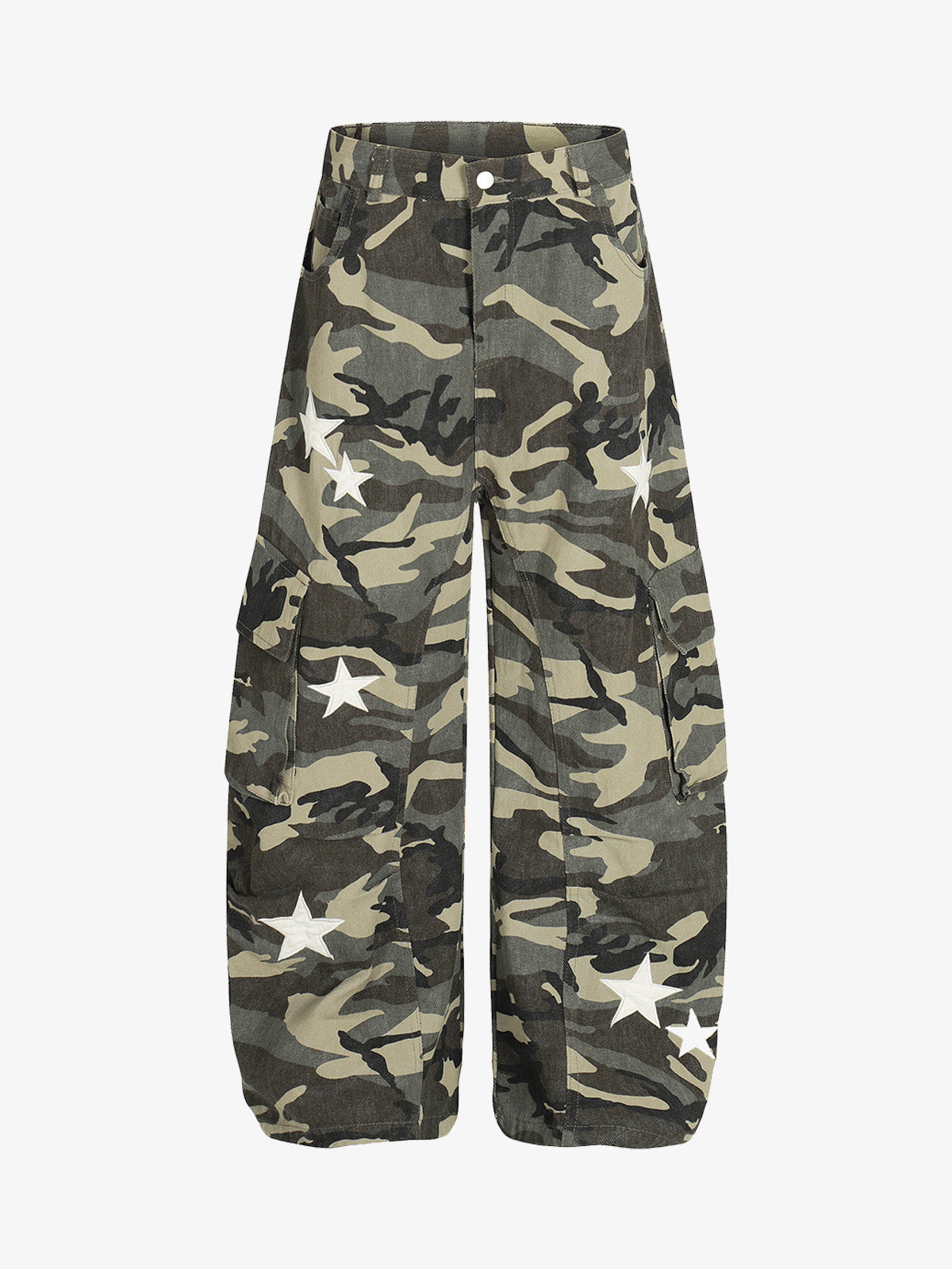 Camouflage Cargo Pants with Star Accents - Perfect for Casual and Outdoor Adventures 