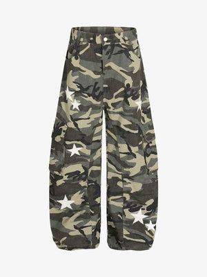 Camouflage Cargo Pants with Star Accents - Perfect for Casual and Outdoor Adventures 