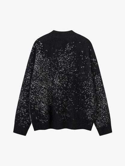 Stylish Speckled Knit Sweater with Embellished Buttons 