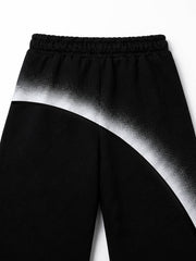 Curved Stripe Zip Hoodie & Wide-Leg Sweatpants Set