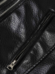 Studded-Belt Asymmetric Zip Faux Leather Biker Jacket