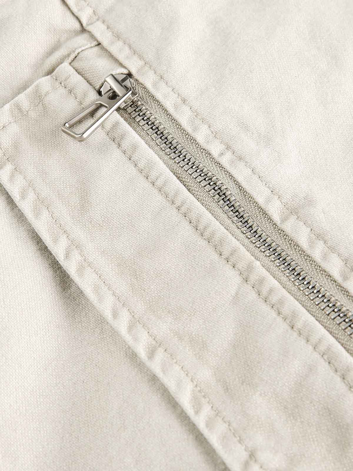 Ruched Sleeve Stand Collar Zip Jacket