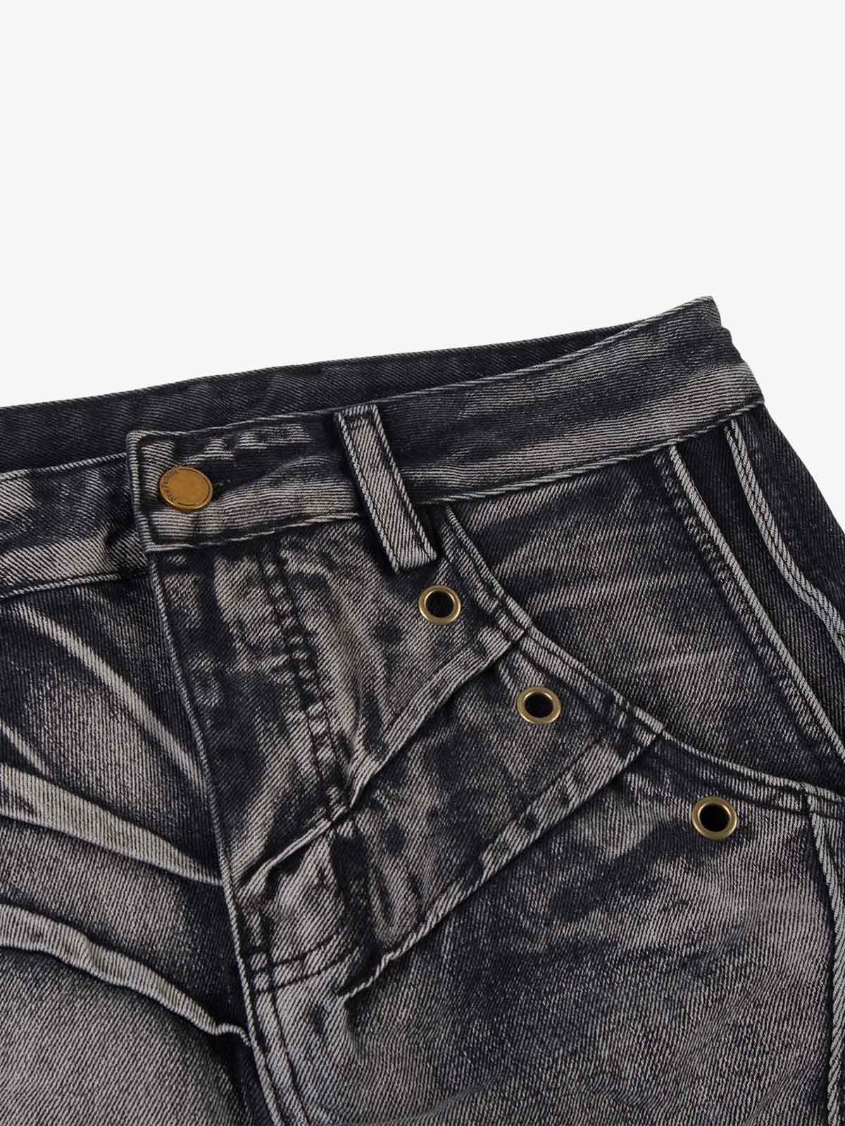 Grunge Deconstructed Eyelet Baggy Jeans