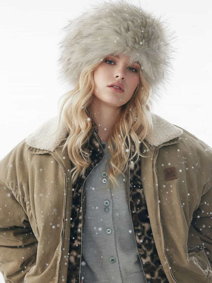 Winter Essential Bomber Jacket with Faux Fur Trimmed Hood 