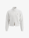 Leather Patch Embroidered Zip Cardigan