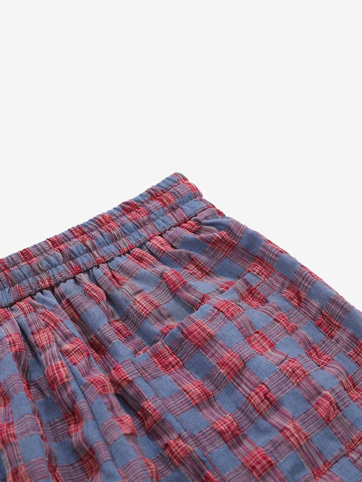 Plaid Color Block Drawstring Sweatpants