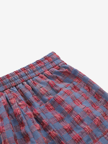 Plaid Color Block Drawstring Sweatpants