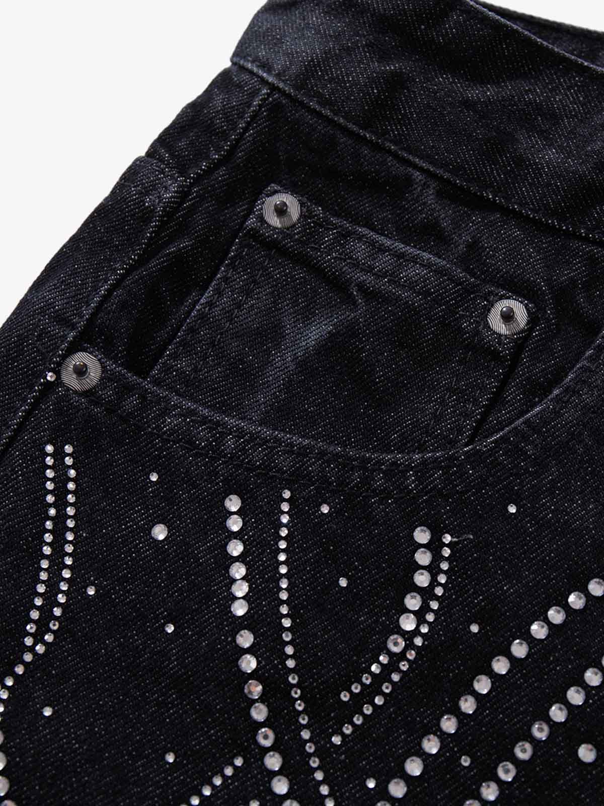 Star Rhinestone Embellished Baggy Jeans 