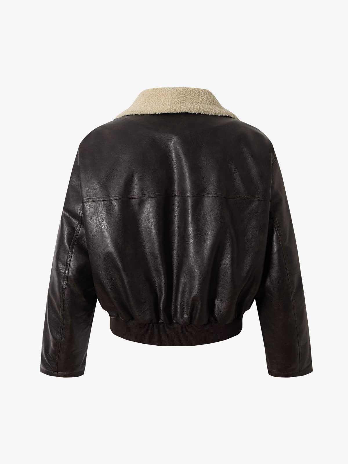 Vintage Shearling Collar Quilted Leather Jacket 