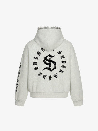 Stylish Graphic Hoodie with Faux Fur Trim for All-Season Wear 
