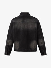 Gradient Washed Distressed Denim Jacket