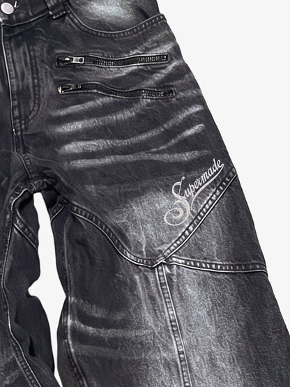 Patchwork Zip Detail Jeans
