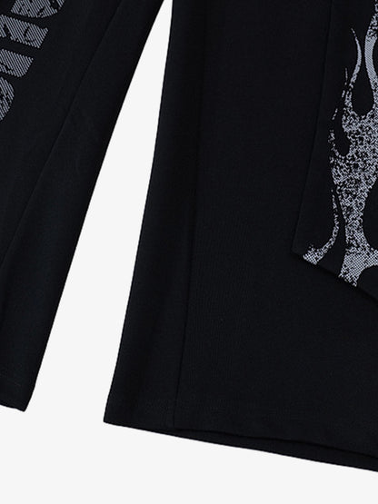 Thesupermade Dark Street Letter Flame Casual Sweatpants 