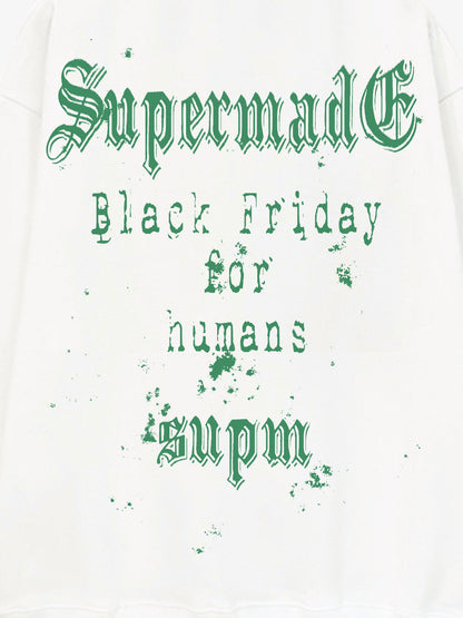 THE SUPERMADE Black Friday Human Supremacy Graphic Hoodie with Skull and Web Design 