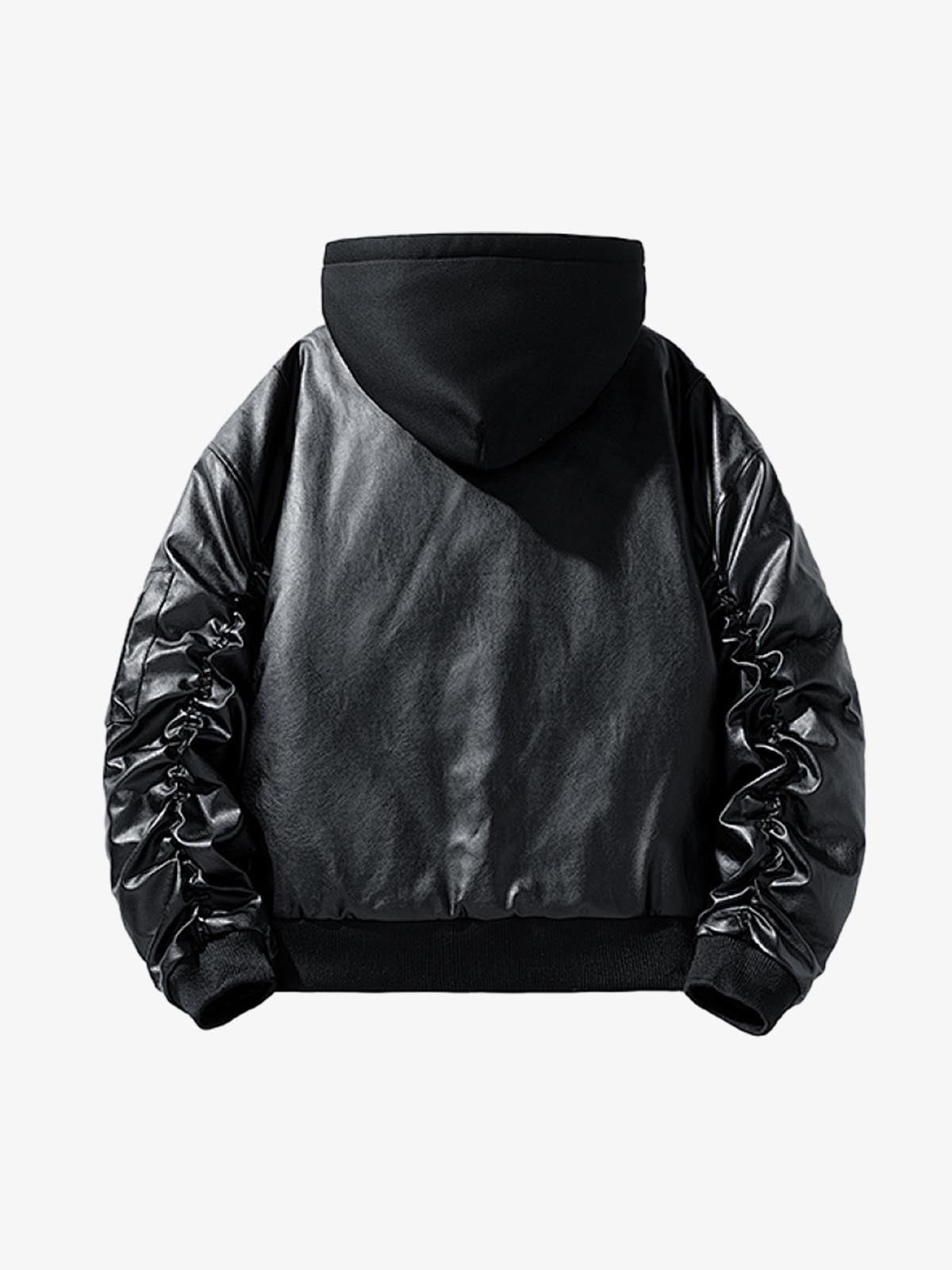 Stylish Velvet Bomber Jacket with Leather Collar for Men 