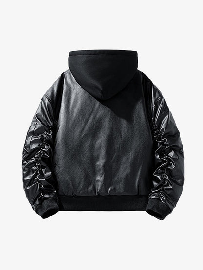 Stylish Velvet Bomber Jacket with Leather Collar for Men 