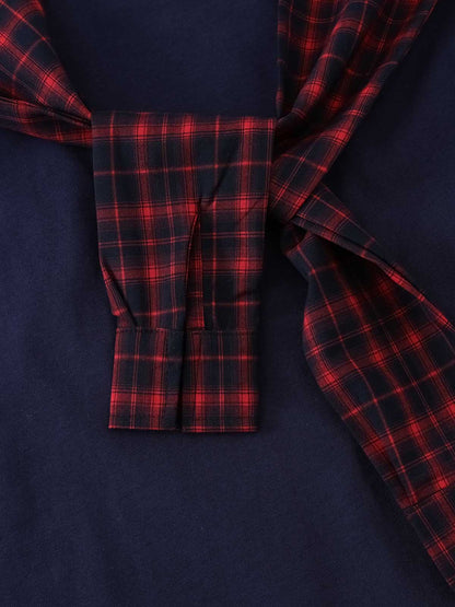Street Style Retro Patchwork Plaid Tee