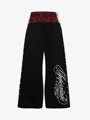 Leopard Studded Double-Waist Sweatpants