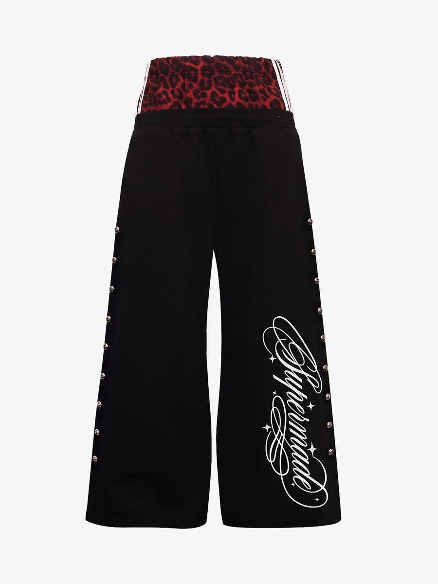 Leopard Studded Double-Waist Sweatpants