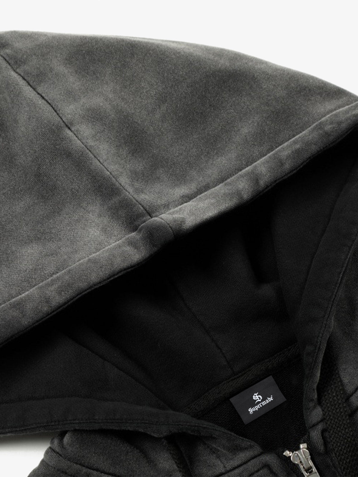 Distressed "23" Patch Zip Up Hoodie 