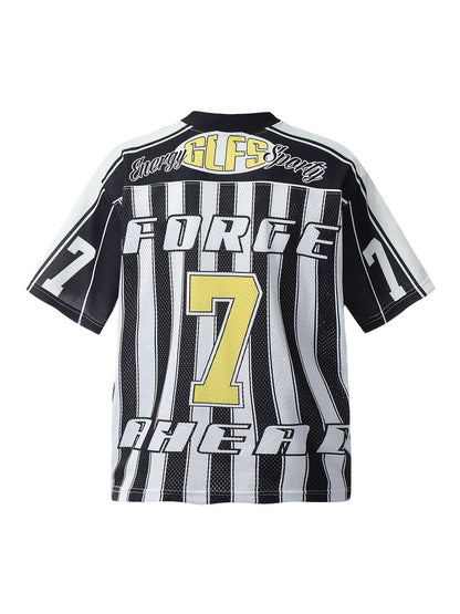 Sports Letter Stripe Print Jersey T-shirt 
