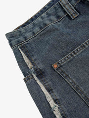 Frayed Layered Paneled Denim Jorts 