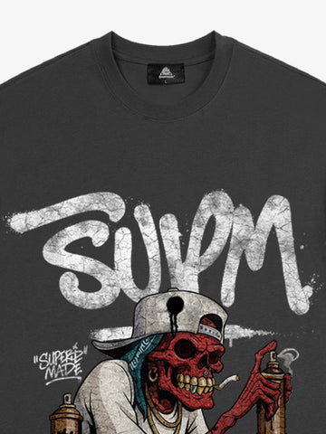 Street Trendy Skull Spray-Paint Graffiti Master T-Shirt 