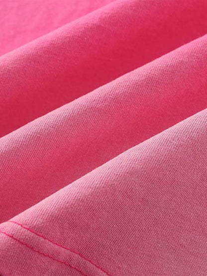 Thesupermade-Unisex Loose-fit Gradient Pink And Black Street Punk T-shirt With Gothic Pattern Print, Suitable For Street 