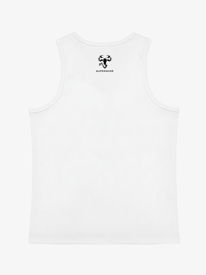 Cotton-blend black, white and gray vest with scorpion embroidered logo and deformed logo print 